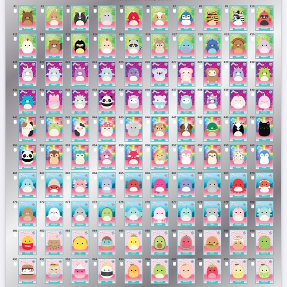 Squishmallows Series 1 Complete Base Set (100 Cards) Trading Cards Squishmallows Series 1 Complete Base Set (100 Cards) Trading Cards